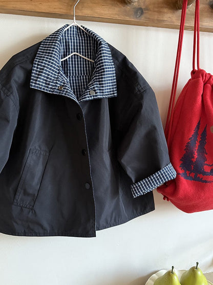 ショートコート・ジャケット・ジャンパー リバーシブルスタンドカラーコートジャケット【mh0011041】