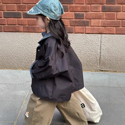 ショートコート・ジャケット・ジャンパー リバーシブルスタンドカラーコートジャケット【mh0011041】