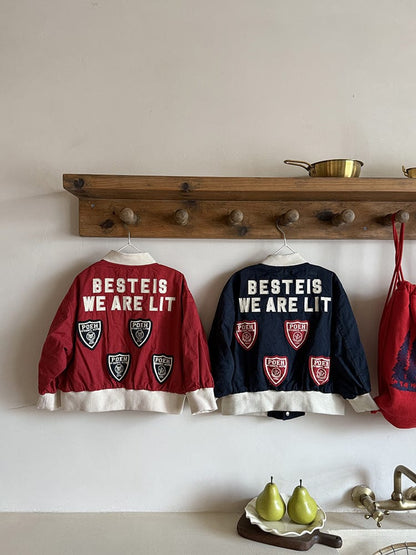 ショートコート・ジャケット・ジャンパー レターロゴワッペンスタジアムジャンパーブルゾン【mh0011043】