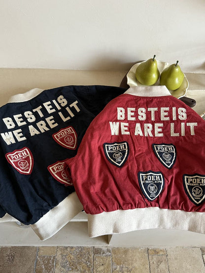 ショートコート・ジャケット・ジャンパー レターロゴワッペンスタジアムジャンパーブルゾン【mh0011043】