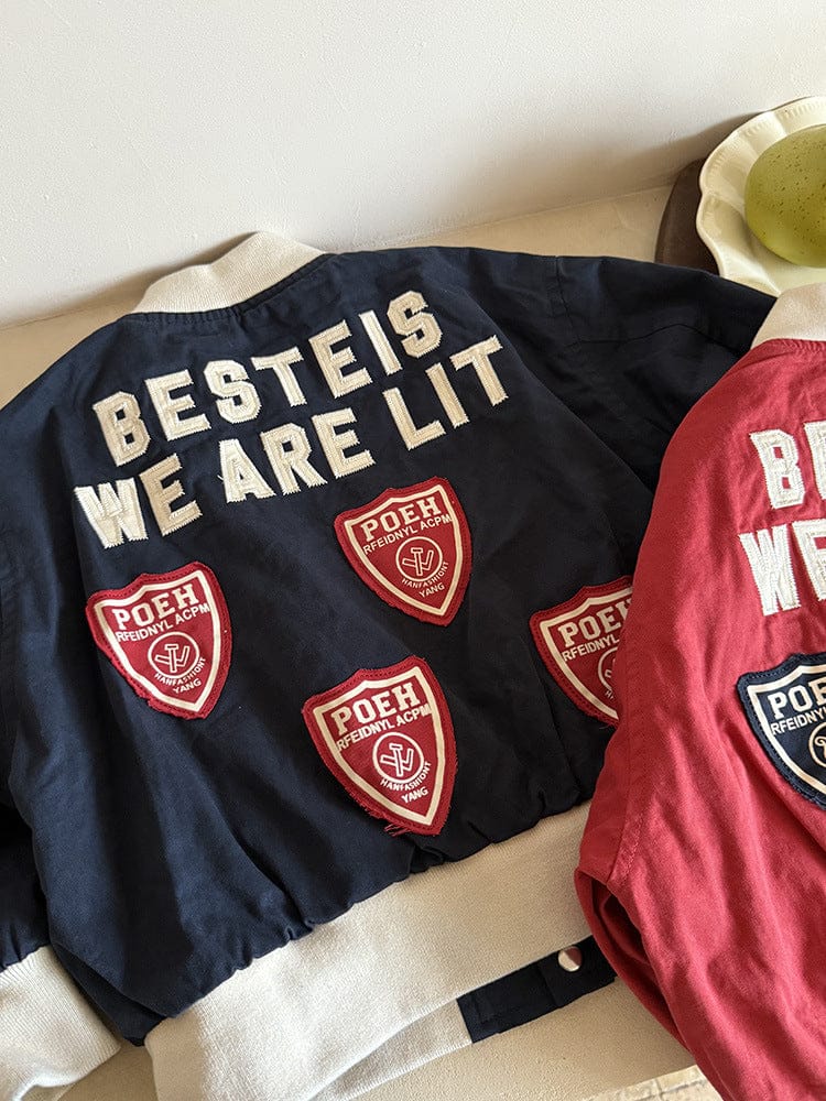 ショートコート・ジャケット・ジャンパー レターロゴワッペンスタジアムジャンパーブルゾン【mh0011043】