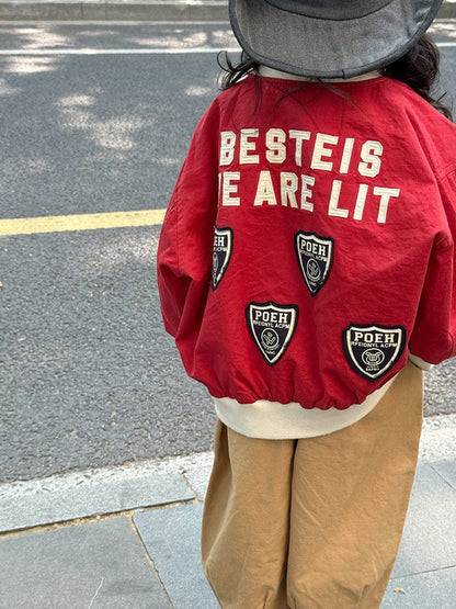 ショートコート・ジャケット・ジャンパー レターロゴワッペンスタジアムジャンパーブルゾン【mh0011043】