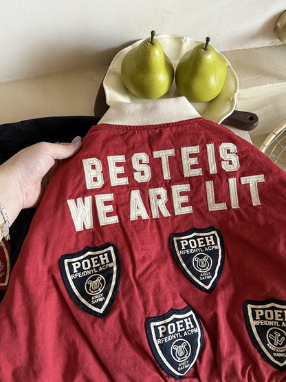 ショートコート・ジャケット・ジャンパー レターロゴワッペンスタジアムジャンパーブルゾン【mh0011043】