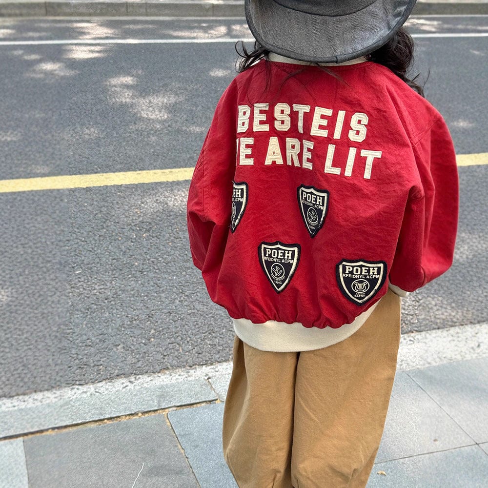 ショートコート・ジャケット・ジャンパー レターロゴワッペンスタジアムジャンパーブルゾン【mh0011043】