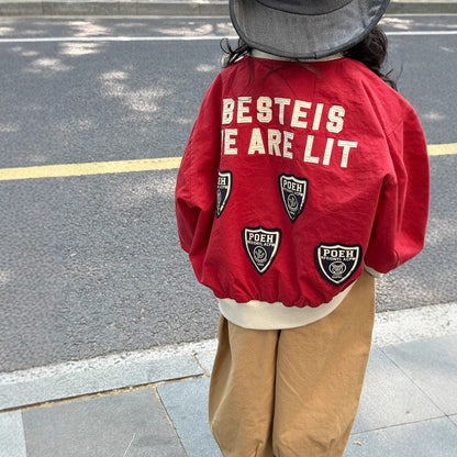 ショートコート・ジャケット・ジャンパー レターロゴワッペンスタジアムジャンパーブルゾン【mh0011043】