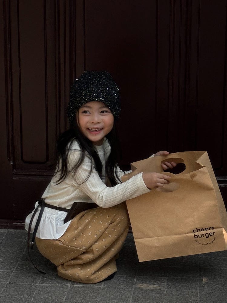 ロングパンツ・スウェットパンツ 小花柄コーデュロイパンツ ワイドパンツ裾絞り ルーズフィットロングパンツ【mh0011046】