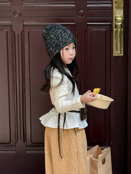 ロングパンツ・スウェットパンツ 小花柄コーデュロイパンツ ワイドパンツ裾絞り ルーズフィットロングパンツ【mh0011046】