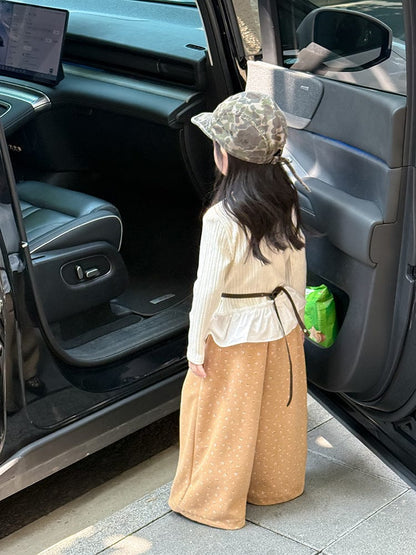 ロングパンツ・スウェットパンツ 小花柄コーデュロイパンツ ワイドパンツ裾絞り ルーズフィットロングパンツ【mh0011046】