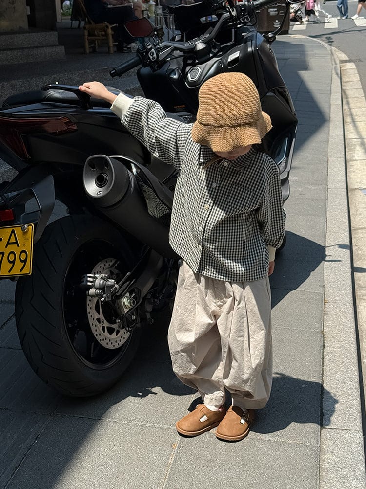 長袖シャツ・ブラウス ギンガムチェックシャツ リブ袖 長袖ブラウス【mh0011050】