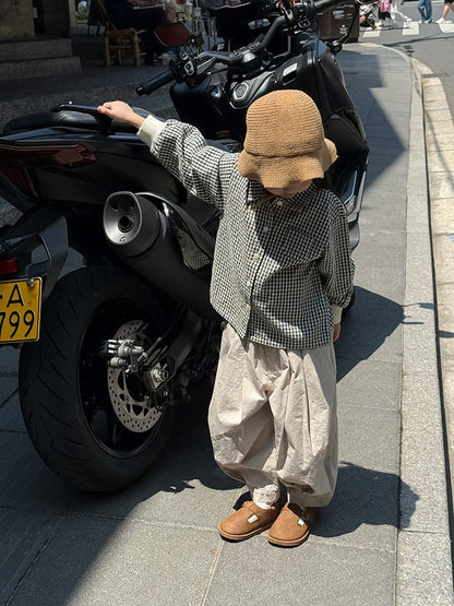 長袖シャツ・ブラウス ギンガムチェックシャツ リブ袖 長袖ブラウス【mh0011050】