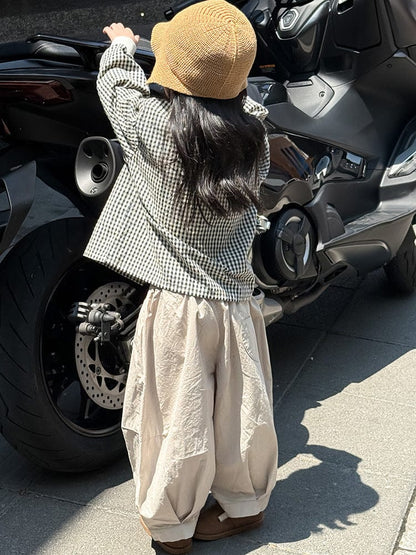 長袖シャツ・ブラウス ギンガムチェックシャツ リブ袖 長袖ブラウス【mh0011050】