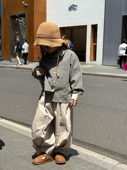 長袖シャツ・ブラウス ギンガムチェックシャツ リブ袖 長袖ブラウス【mh0011050】