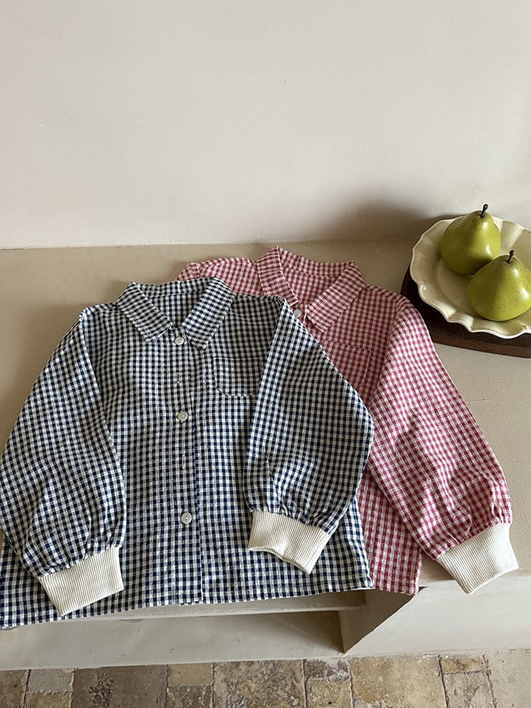 長袖シャツ・ブラウス ギンガムチェックシャツ リブ袖 長袖ブラウス【mh0011050】