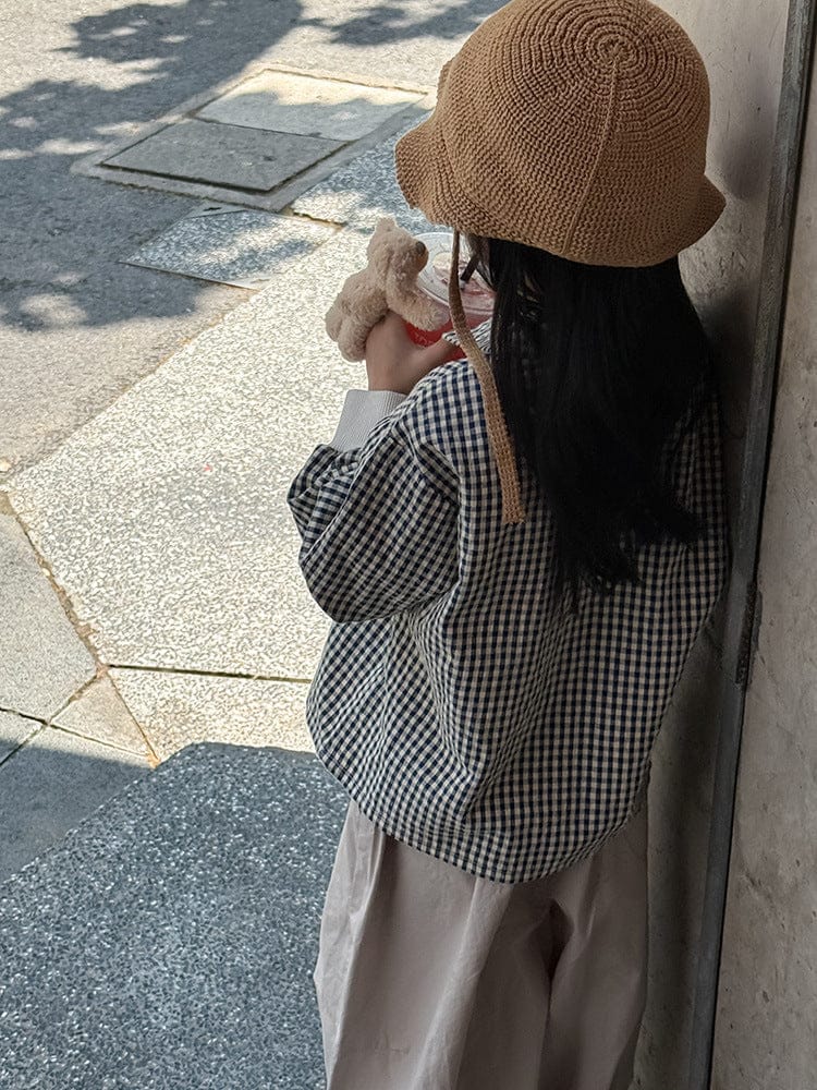 長袖シャツ・ブラウス ギンガムチェックシャツ リブ袖 長袖ブラウス【mh0011050】