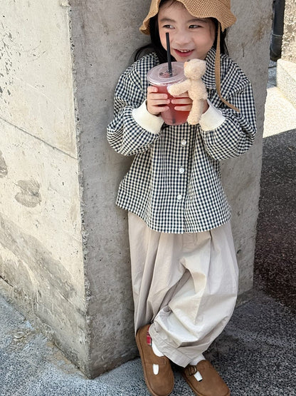 長袖シャツ・ブラウス ギンガムチェックシャツ リブ袖 長袖ブラウス【mh0011050】