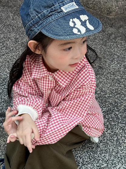 長袖シャツ・ブラウス ギンガムチェックシャツ リブ袖 長袖ブラウス【mh0011050】