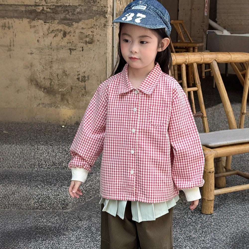 長袖シャツ・ブラウス ギンガムチェックシャツ リブ袖 長袖ブラウス【mh0011050】