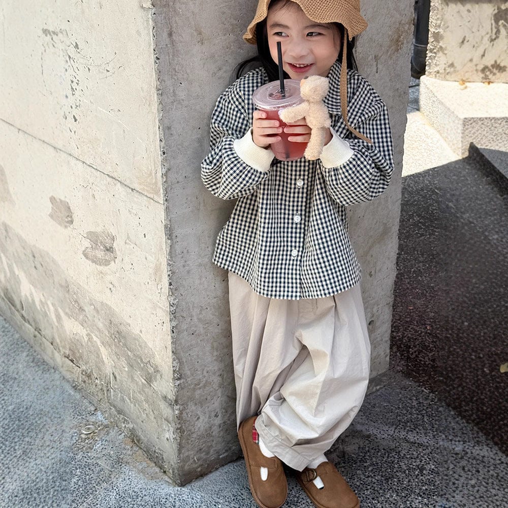 長袖シャツ・ブラウス ギンガムチェックシャツ リブ袖 長袖ブラウス【mh0011050】