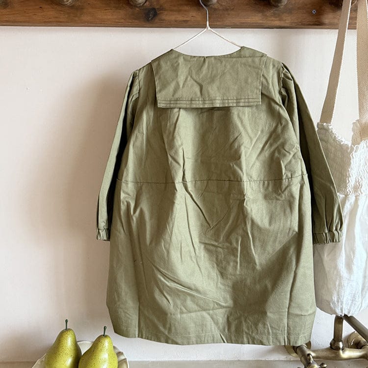 ロングコート 丸襟ミドル丈アウターコート ギャザー切り替えジャケット【mh0011052】