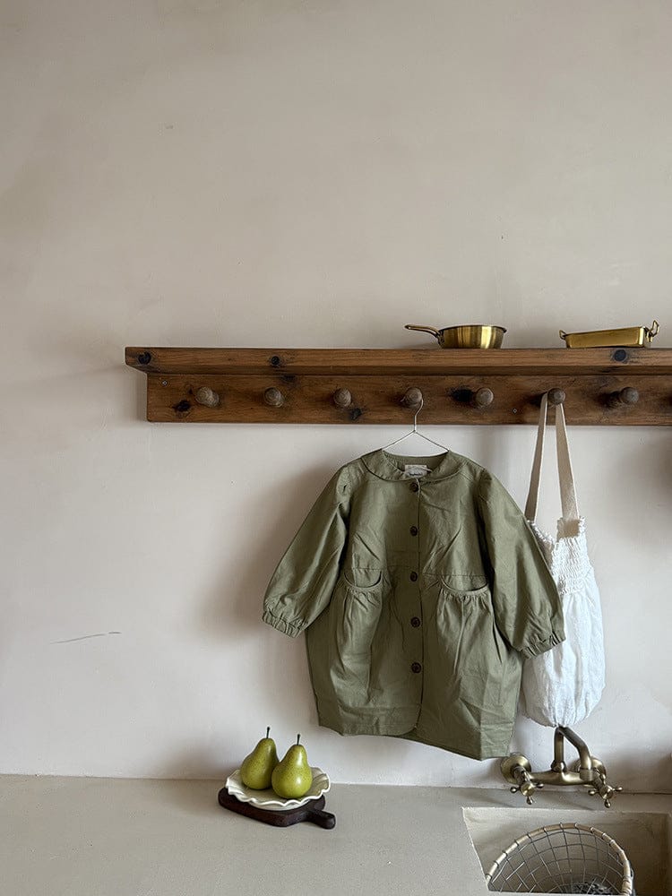 ロングコート 丸襟ミドル丈アウターコート ギャザー切り替えジャケット【mh0011052】