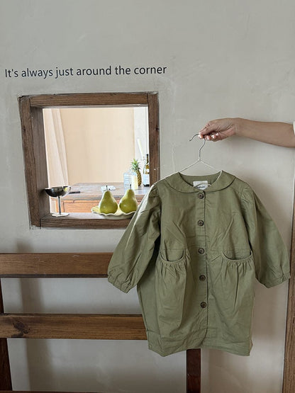 ロングコート 丸襟ミドル丈アウターコート ギャザー切り替えジャケット【mh0011052】