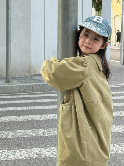 ロングコート 丸襟ミドル丈アウターコート ギャザー切り替えジャケット【mh0011052】