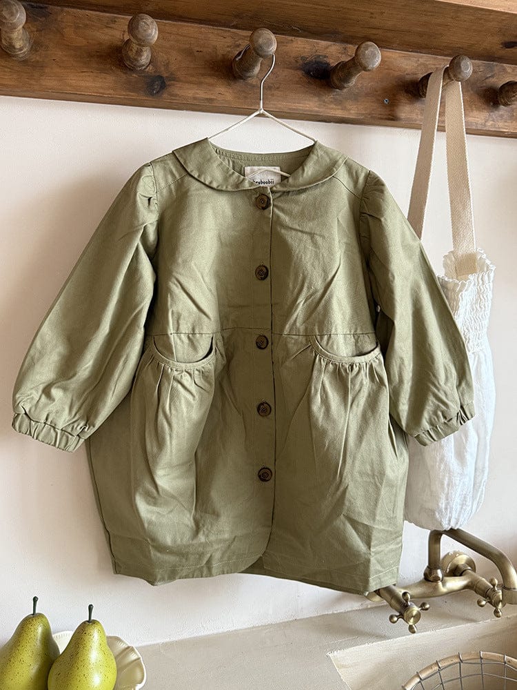 ロングコート 丸襟ミドル丈アウターコート ギャザー切り替えジャケット【mh0011052】