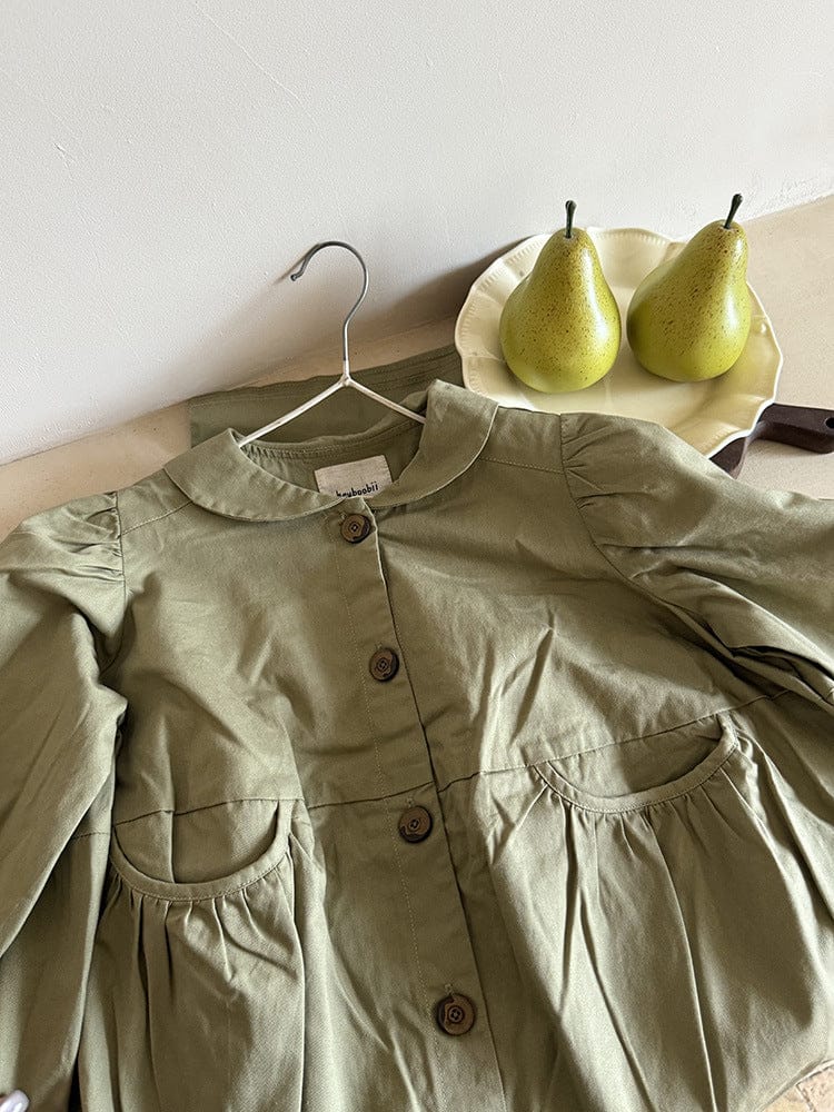 ロングコート 丸襟ミドル丈アウターコート ギャザー切り替えジャケット【mh0011052】