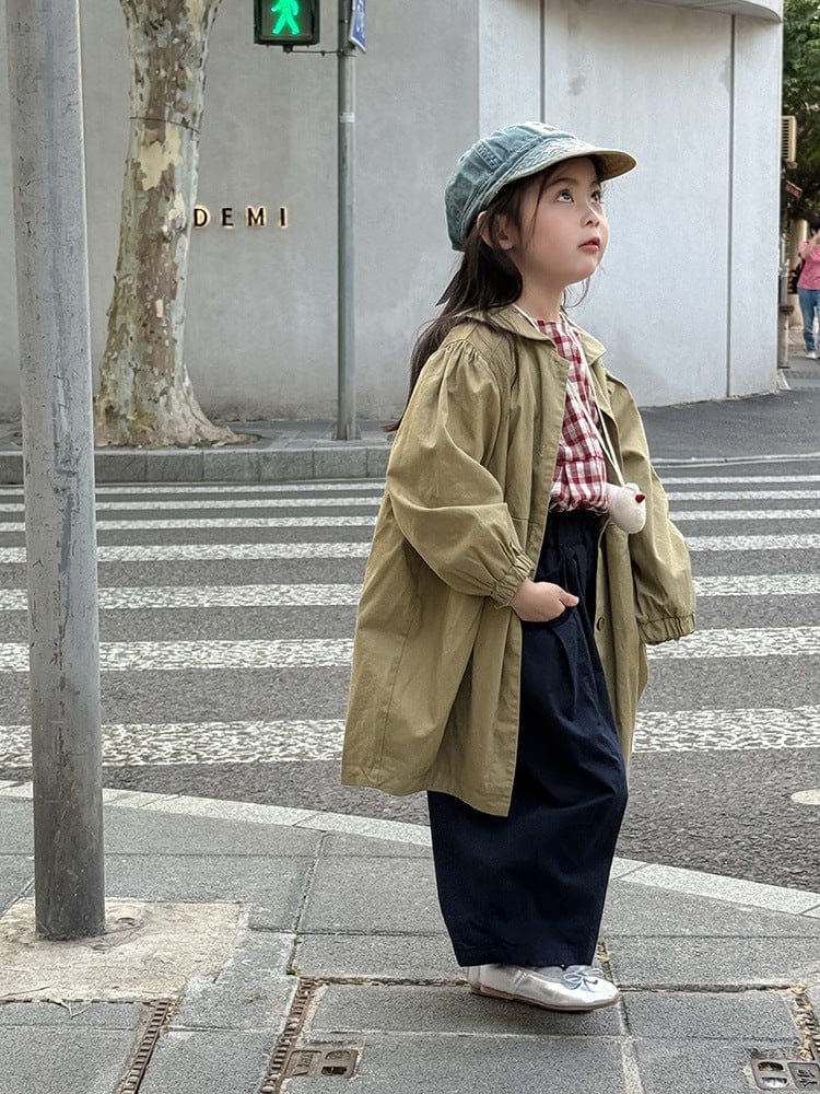 ロングコート 丸襟ミドル丈アウターコート ギャザー切り替えジャケット【mh0011052】