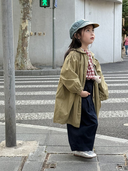 ロングコート 丸襟ミドル丈アウターコート ギャザー切り替えジャケット【mh0011052】