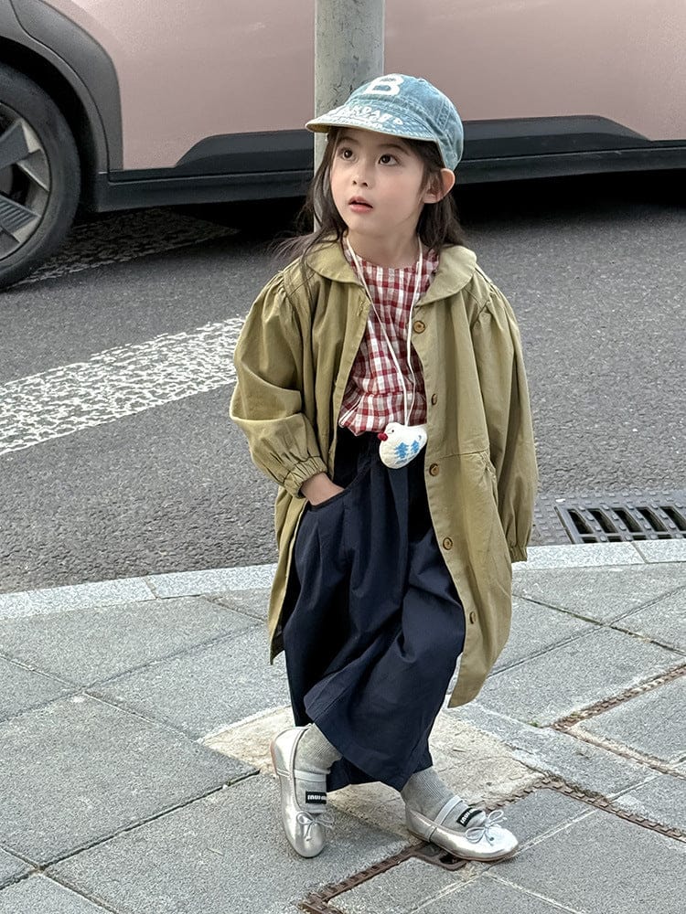 ロングコート 丸襟ミドル丈アウターコート ギャザー切り替えジャケット【mh0011052】