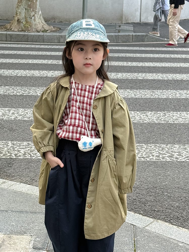 ロングコート 丸襟ミドル丈アウターコート ギャザー切り替えジャケット【mh0011052】