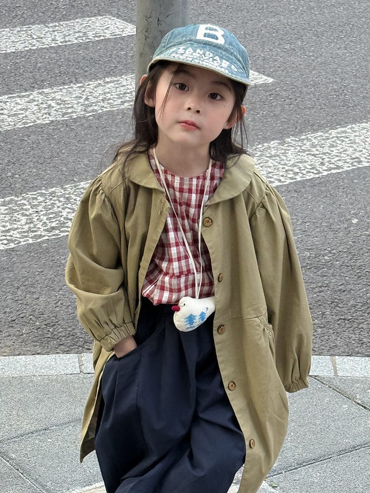 ロングコート 丸襟ミドル丈アウターコート ギャザー切り替えジャケット【mh0011052】