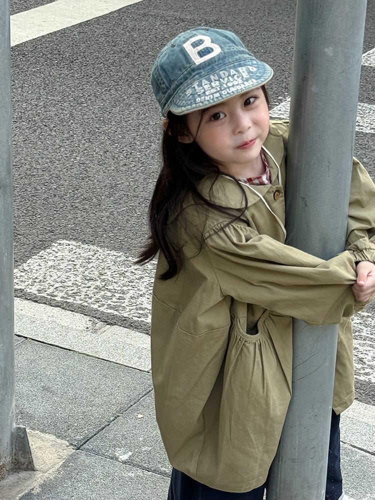 ロングコート 丸襟ミドル丈アウターコート ギャザー切り替えジャケット【mh0011052】