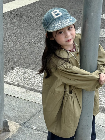 ロングコート 丸襟ミドル丈アウターコート ギャザー切り替えジャケット【mh0011052】