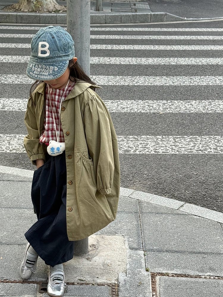 ロングコート 丸襟ミドル丈アウターコート ギャザー切り替えジャケット【mh0011052】