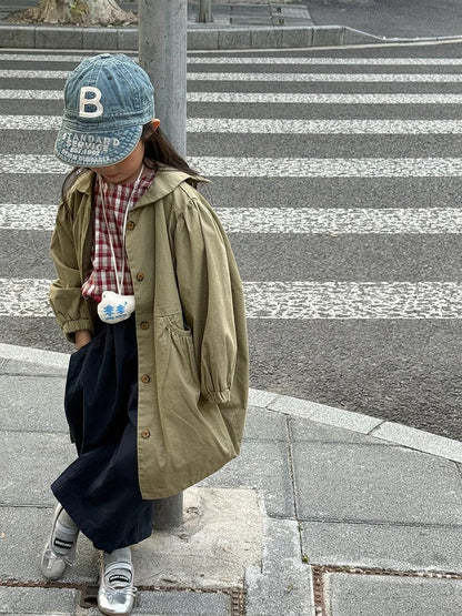 ロングコート 丸襟ミドル丈アウターコート ギャザー切り替えジャケット【mh0011052】