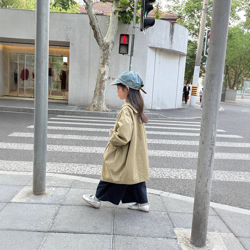 ロングコート 丸襟ミドル丈アウターコート ギャザー切り替えジャケット【mh0011052】