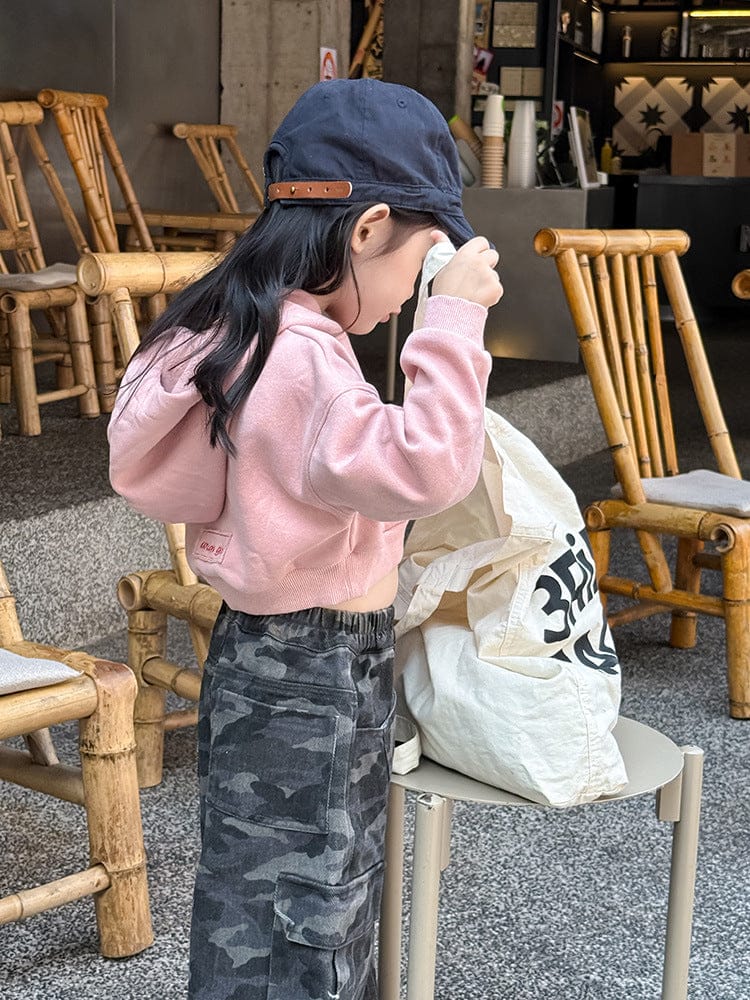 カーディガン・パーカー クロップド丈パーカー 刺繍ロゴ入りフーディー ショートスウェット【mh0011053】