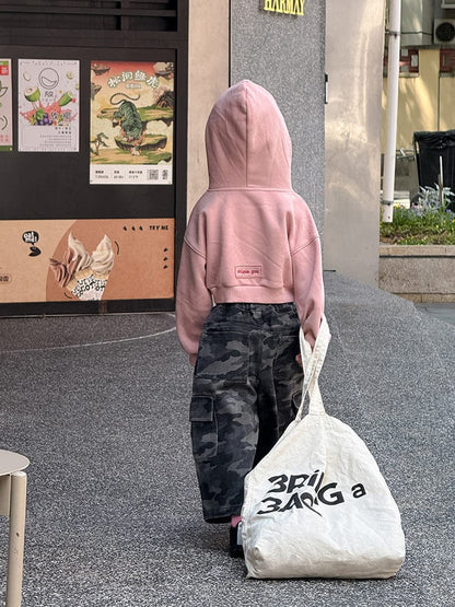 カーディガン・パーカー クロップド丈パーカー 刺繍ロゴ入りフーディー ショートスウェット【mh0011053】