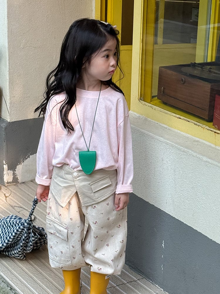 ロングパンツ・スウェットパンツ 小花柄ワイドパンツ サイドポケット付き ルーズフィットロングパンツ【mh0011054】