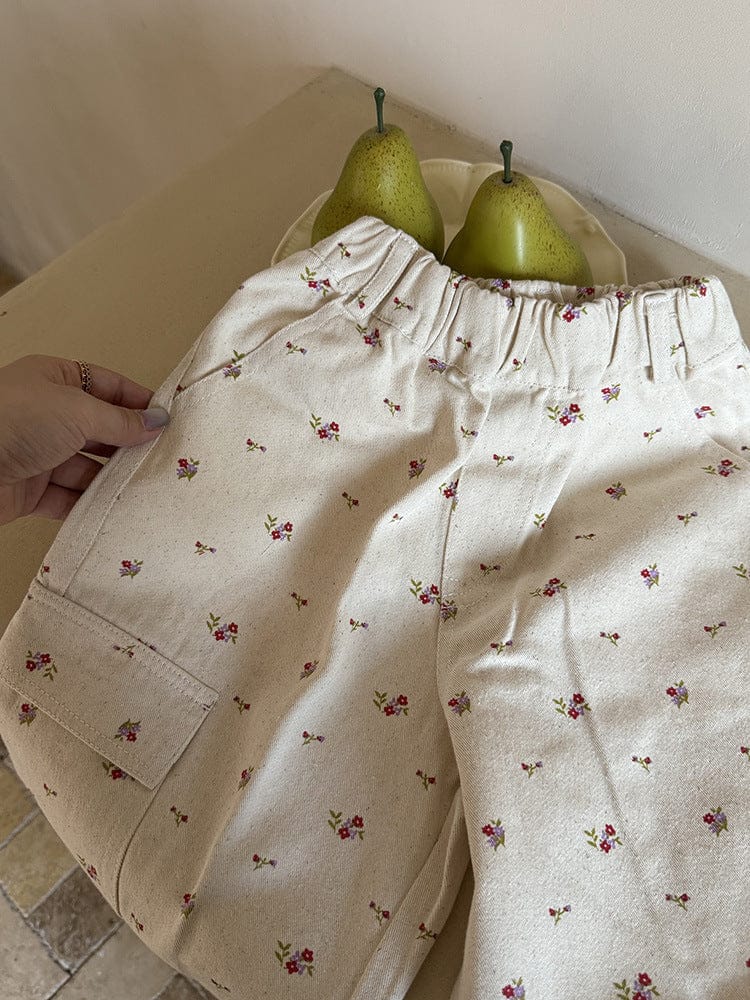 ロングパンツ・スウェットパンツ 小花柄ワイドパンツ サイドポケット付き ルーズフィットロングパンツ【mh0011054】