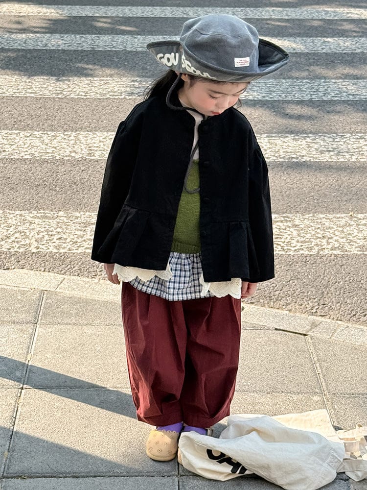 ショートコート・ジャケット・ジャンパー ペプラムフリルジャケット レース裾 パフスリーブアウター【mh0011056】