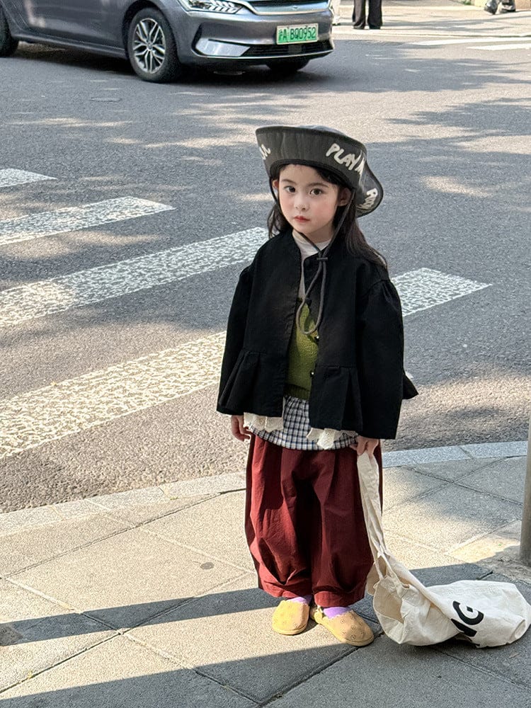 ショートコート・ジャケット・ジャンパー ペプラムフリルジャケット レース裾 パフスリーブアウター【mh0011056】