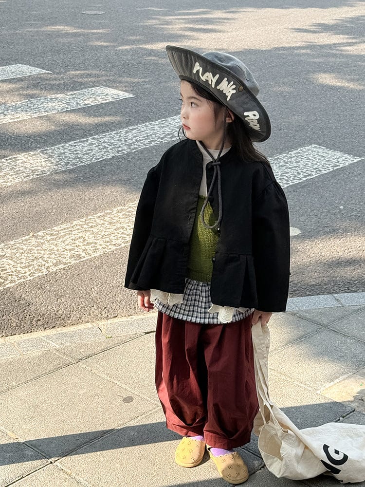 ショートコート・ジャケット・ジャンパー ペプラムフリルジャケット レース裾 パフスリーブアウター【mh0011056】