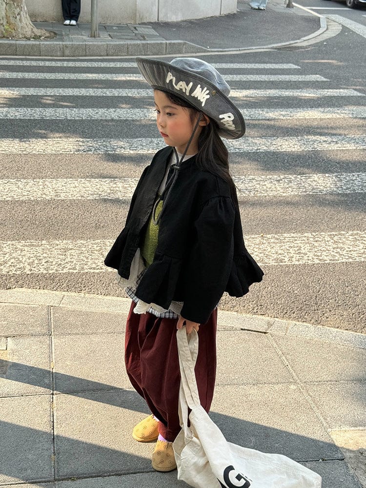 ショートコート・ジャケット・ジャンパー ペプラムフリルジャケット レース裾 パフスリーブアウター【mh0011056】