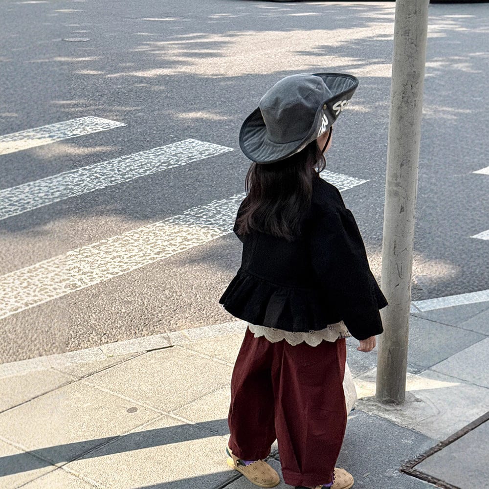 ショートコート・ジャケット・ジャンパー ペプラムフリルジャケット レース裾 パフスリーブアウター【mh0011056】