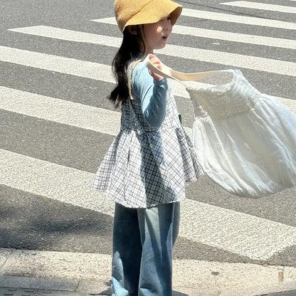 タンクトップ・キャミソール・ノースリーブトップス チェック柄キャミソール 裾フリルフレアトップス【mh0011058】