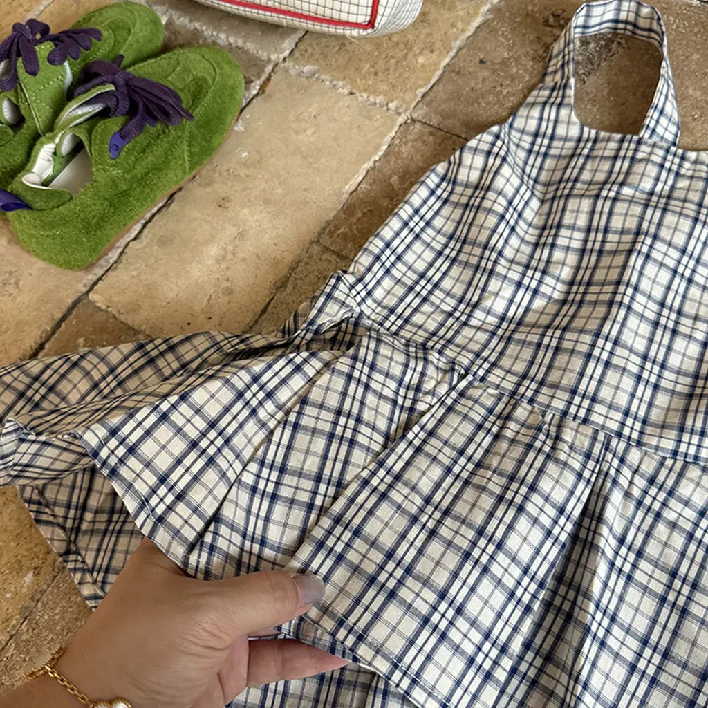 タンクトップ・キャミソール・ノースリーブトップス チェック柄キャミソール 裾フリルフレアトップス【mh0011058】