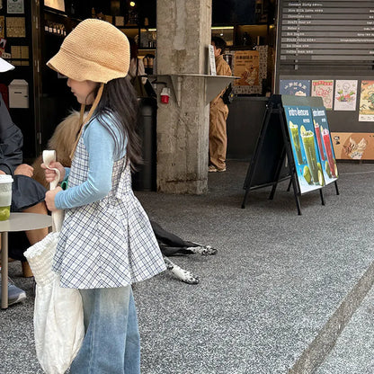 タンクトップ・キャミソール・ノースリーブトップス チェック柄キャミソール 裾フリルフレアトップス【mh0011058】